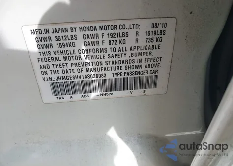 2010 Honda Fit Sport z USA, uszkodzony, nr VIN JHMGE8H41AS026083